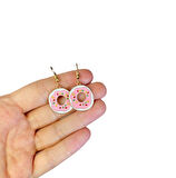 Pembe Donut Figür Tatlı Küpe