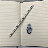 Piyano Sol Anahtarı Nota Müzik Desenli Kalem Silgi Set