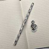 Piyano Sol Anahtarı Nota Müzik Desenli Kalem Silgi Set