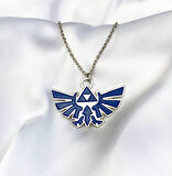 Anime Legend Of Zelda Logolu Mavi Gümüş Kolye