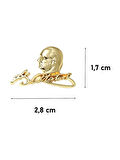 Atatürk Silüet Imza Tasarımlı Gold  Metal Yaka Rozeti 1 Adet