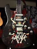 Slayer Rock Müzik Grubu Elektro Gitar El Yapımı Ahşap Minyatür Hediyelik Biblo 25 cm