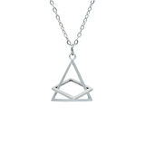 Üçgen Kare Geometrik Zincir Kolye Gümüş Kaplama Erkek Kadın Kolye 