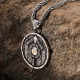 Viking Nordik Kalkanı Vegvisir kolye İskandinav  Paslanmaz Çelik Gümüş Çift Taraflı Kolye