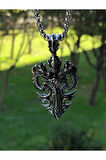 Viking Gotik Witchcraft Haç Vintage Ejder Kanatlı Zirkon Taş 316L Çelik Unisex Kolye