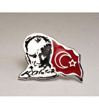Atatürk Bayrak Yaka Rozeti Krom Kaplama 10 Kasım 29 Ekim Öğretmenler Günü Hediye