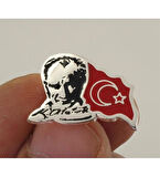 Atatürk Bayrak Yaka Rozeti Krom Kaplama 10 Kasım 29 Ekim Öğretmenler Günü Hediye