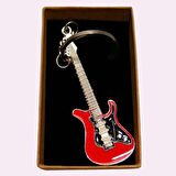Gitar Kırmızı Gitarist Hediye Anahtarlık veya Çanta Süsü