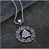 Güç Simgesi Valknut Viking Paslanmaz Çelik 316 L Kalite Kolye