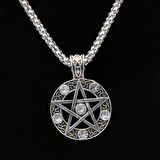 Pentagram Gotik Paslanmaz Unisex Vintage Hollow Pentagramı Çelik 