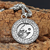 Paslanmaz çelik Vintage Viking kurt güneş kolye erkek Valknut Odin Rune kolye moda kolye
