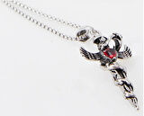 Gotik Witchcraft Haç Vintage Ejder Kanatlı Zirkon Taş 316L Çelik Unisex Paslanmaz Kolye