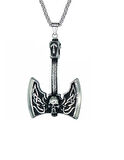 Viking Kolye  Kafatalı Balta  Paslanmaz Çelik 4 mm 60cm Kolye 3,3 x 2,5 cm
