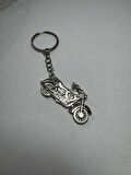 Harley Motorsiklet Gümüş Metal Tekerleri Hareket Eden Anahtarlık