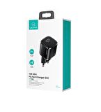 Usams T36 USB 20 Watt Hızlı Şarj Adaptörü Siyah