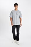 DeFacto Oversize Fit Bisiklet Yaka Sırt Baskılı Kısa Kollu Tişört D4909AX24AUGR130
