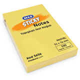 Mas Yapışkanlı Not Kağıdı 100 SY 51x76 Pastel Sarı  (12 Koçan) 3656