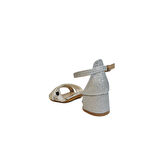 Fiyra 9052 Gümüş Simli Çapraz Üçbant Kız Çocuk Abiye Topuklu