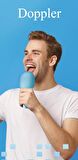 Doppler Rainbow Mavi Karaoke Mikrofonu Ledli Ses Değiştirme Özellikli Işıklı Yeni