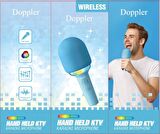 Doppler Rainbow Mavi Karaoke Mikrofonu Ledli Ses Değiştirme Özellikli Işıklı Yeni
