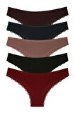 Kadın Külot 5 li Paket Brazillian BORDO