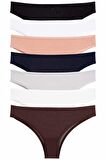 Kadın Külot Brazillian Tanga Bambu Likralı Antibakteriyel 7 li Paket MIXCOLOR