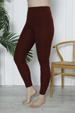 Kadın Yüksek Bel Toparlayıcı Tayt Kaşkorse Fitilli Polyester Kiremit