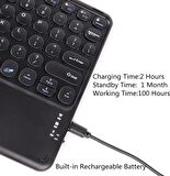 Samsung Galaxy Tab 3 Lite Sm-T110 7" Uyumlu Kablosuz Bluetooth Şarjlı Touchpad'li Q Klavye - Siyah
