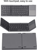 Samsung Galaxy Tab 3 Lite Sm-T110 7" Uyumlu Kablosuz Bluetooth TouchPad'li Şarj Edilebilir Katlanabilir Klavye