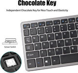 Concord Cdn 7" Uyumlu Kablosuz Bluetooth Şarj Edilebilir Sessiz Klavye Mouse Seti