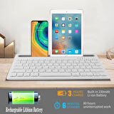 Huawei MatePad Air PaperMatte Edition 11.5" Uyumlu Kablosuz Bluetooth Şarj Edilebilir Tablet Telefon Standlı Klavye - Beyaz
