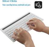 Samsung Galaxy Note 10.1" GT-N8000 Uyumlu Kablosuz Bluetooth Şarj Edilebilir Tablet Telefon Standlı Klavye - Beyaz
