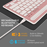 TCL NXTPAPER 11 10.95" Uyumlu Kablosuz Bluetooth Şarj Edilebilir Tablet Telefon Standlı Klavye - Pembe