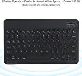 General Mobile E-Tab 4 10.1" Uyumlu Kablosuz Bluetooth Şarj Edilebilir Yuvarlak Tuşlu Klavye - Siyah