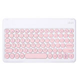 Apple iPad Pro 10. Nesil 10.9" Uyumlu Kablosuz Bluetooth Şarj Edilebilir Yuvarlak Tuşlu Klavye Mouse Seti - Pembe