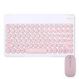 Nextbook M101S 10.1" Uyumlu Kablosuz Bluetooth Şarj Edilebilir Yuvarlak Tuşlu Klavye Mouse Seti - Pembe
