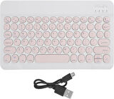Nextbook M101S 10.1" Uyumlu Kablosuz Bluetooth Şarj Edilebilir Yuvarlak Tuşlu Klavye Mouse Seti - Pembe