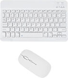 Apple iPad Air 3 3. Nesil 10.5" Uyumlu Kablosuz Bluetooth Şarj Edilebilir Klavye Mouse Seti - Beyaz