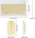 Concord Range Hsx 7" Uyumlu Kablosuz Bluetooth Şarj Edilebilir Klavye Mouse Seti - Sarı