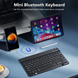 Samsung Galaxy Tab A9 X110 8.7" Uyumlu Kablosuz Bluetooth Şarj Edilebilir Klavye Mouse Seti - Siyah