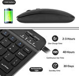 Samsung Galaxy Note 10.1" GT-N8005 Uyumlu Kablosuz Bluetooth Şarj Edilebilir Klavye Mouse Seti - Siyah