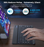 Samsung Galaxy Note 10.1" GT-N8005 Uyumlu Kablosuz Bluetooth Şarj Edilebilir Klavye Mouse Seti - Siyah