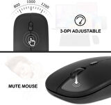 Samsung Galaxy Note 10.1" GT-N8005 Uyumlu Kablosuz Bluetooth Şarj Edilebilir Klavye Mouse Seti - Siyah