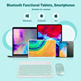 Vorcom S7 Classic 7" Uyumlu Kablosuz Bluetooth Şarj Edilebilir Klavye Mouse Seti - Yeşil