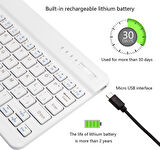 Sprange L7 Tablet 7" Uyumlu Kablosuz Bluetooth Şarj Edilebilir Klavye - Beyaz