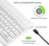 Chuwi Hi10 X Tablet 10.1" Uyumlu Kablosuz Bluetooth Şarj Edilebilir Klavye - Beyaz