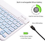 Technopc Ultrapad UP07.S21GA 7" Uyumlu Kablosuz Bluetooth Şarj Edilebilir Klavye - Mavi