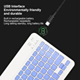 Samsung Galaxy Tab S3 SM-T825 9.7" Uyumlu Kablosuz Bluetooth Şarj Edilebilir Klavye - Mor