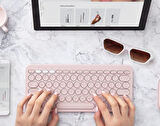 Quadro Soft Touch 102 10.1" Uyumlu Kablosuz Bluetooth Pilli Türkçe Q Klavye - Pembe
