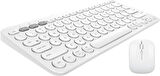 Apple iPad Air 3 3. Nesil 10.5" Uyumlu Kablosuz Bluetooth Pilli Klavye Mouse Seti - Beyaz